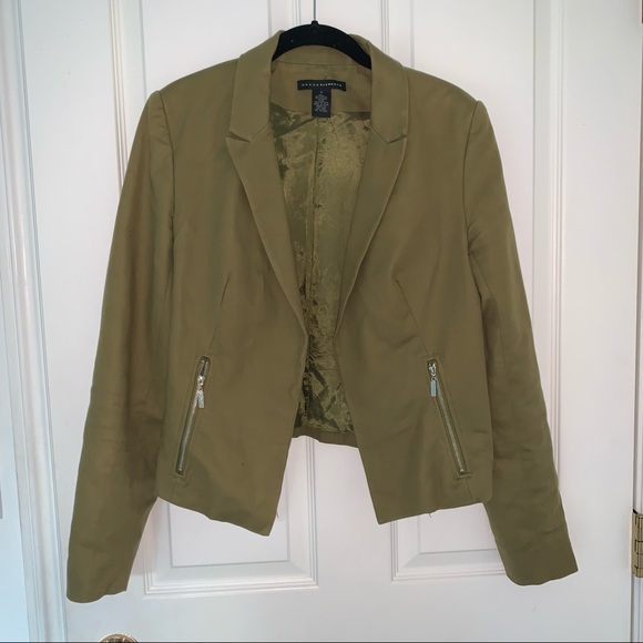 Grace Elements Green Blazer size 8 open front with functional zipper pockets - Picture 1 of 4
